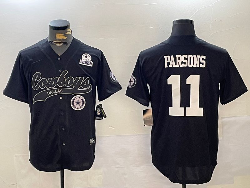 Men Dallas Cowboys 11 Parsons Black Joint Name 2024 Nike Limited NFL Jersey style 6